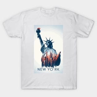 The Statue of liberty New York Abstract Cityscape T-Shirt